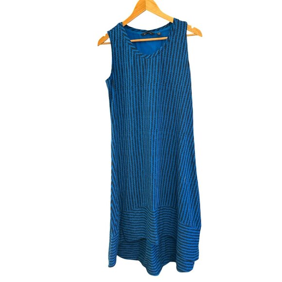 H By Halston Blue Sleeveless Striped Hi Low Relaxed Casual Summer Dress Size MP - Picture 1 of 6